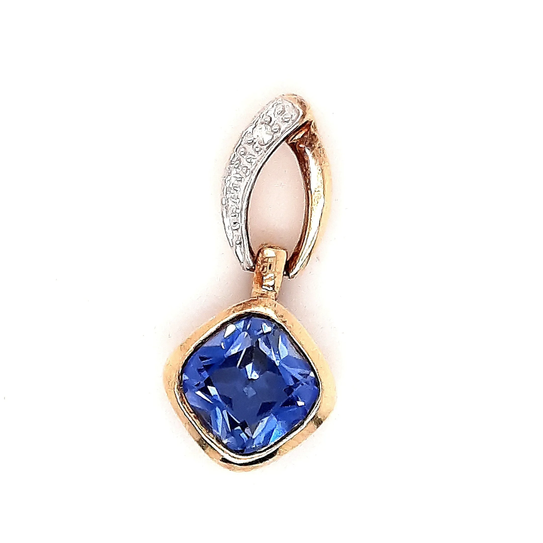 9ct Yellow Gold Spinel & Diamond Pendant