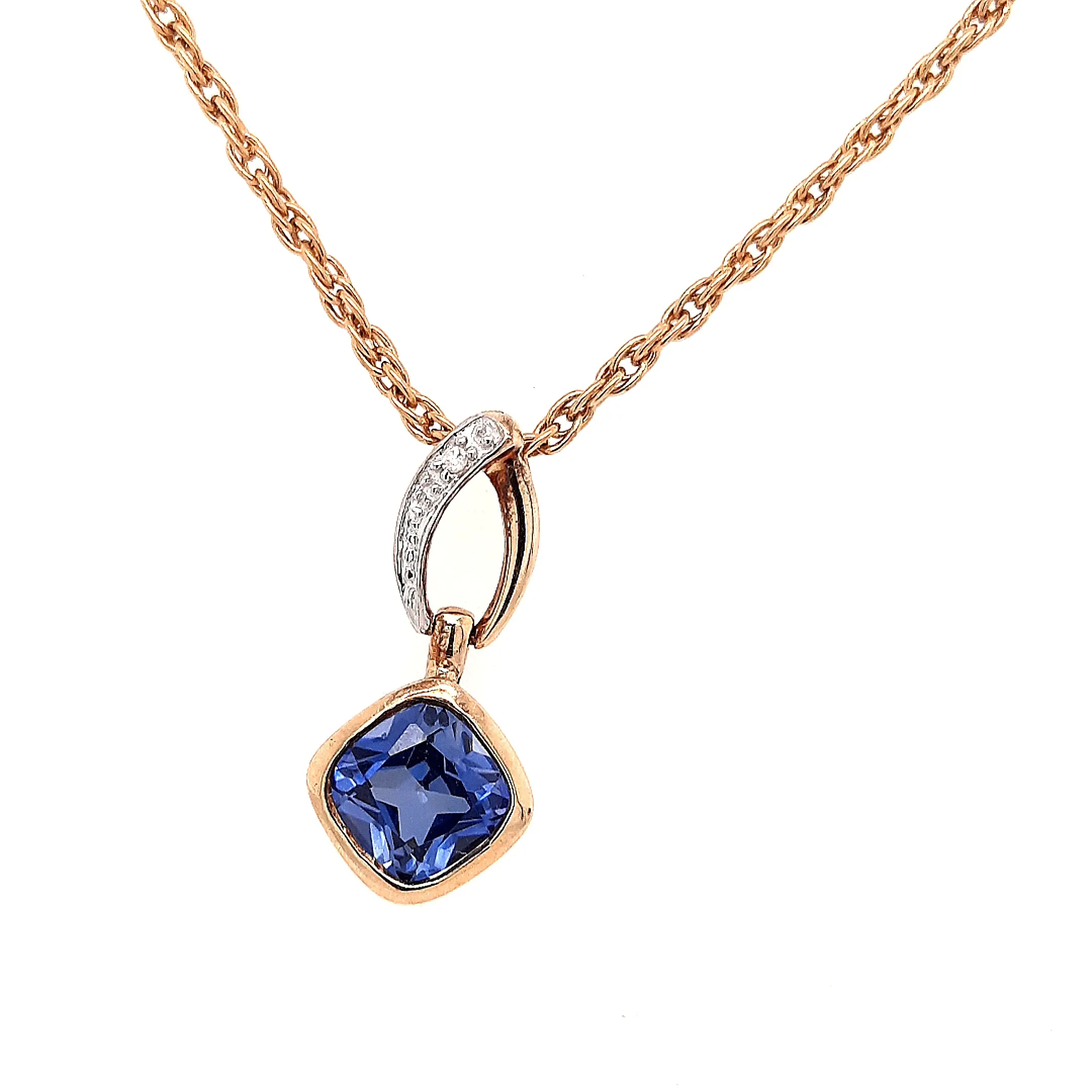 9ct Yellow Gold Spinel & Diamond Pendant