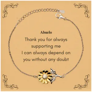 Abuelo Sunflower Bracelet - Dependable Grandfather Always Supports Me, Inspirational Gift for Veterans Day, Christmas, Birthday - Unique Engraved Design