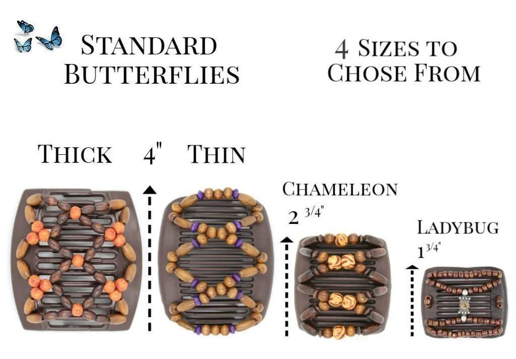 African Butterfly Chameleon Hair Comb - Stones & Bones Black 27