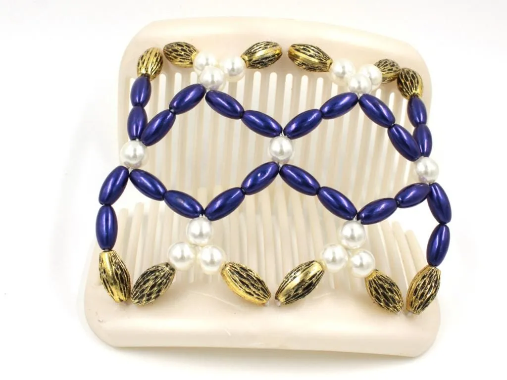 African Butterfly Hair Comb - Ndalena White Pearl 11