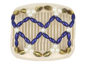 African Butterfly Hair Comb - Ndalena White Pearl 11