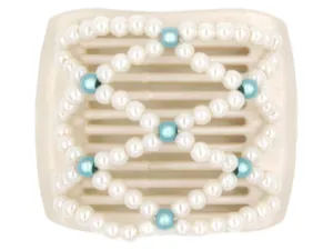 African Butterfly LadyBug Hair Comb - White Pearl 25