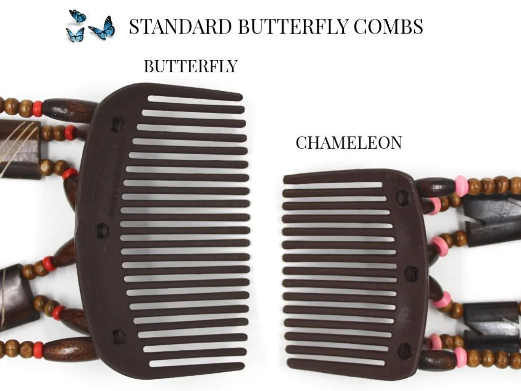 African Butterfly Thick Hair Comb - Ndalena Black 92