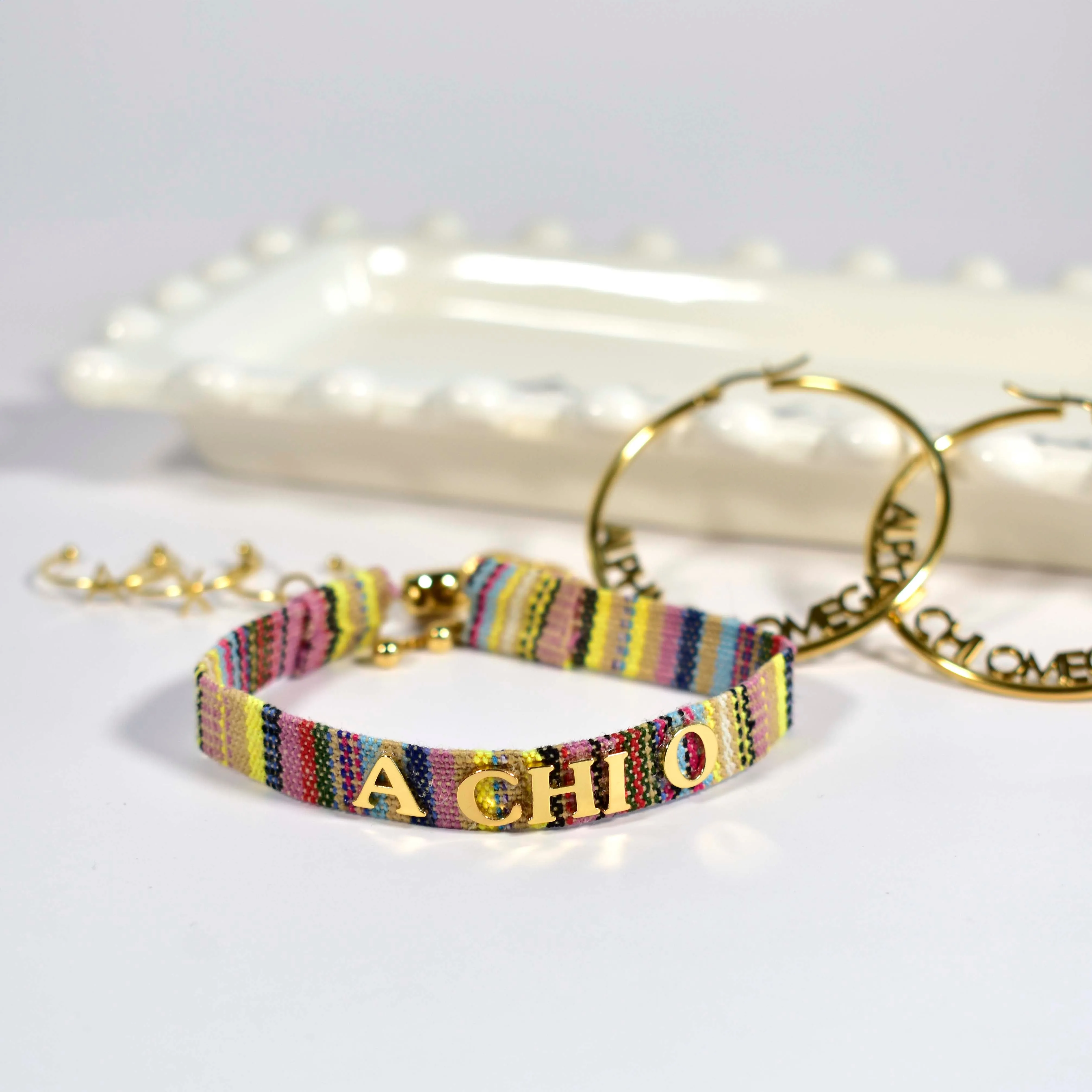 Alpha Xi Delta Woven Bracelet, Multi-Color Design