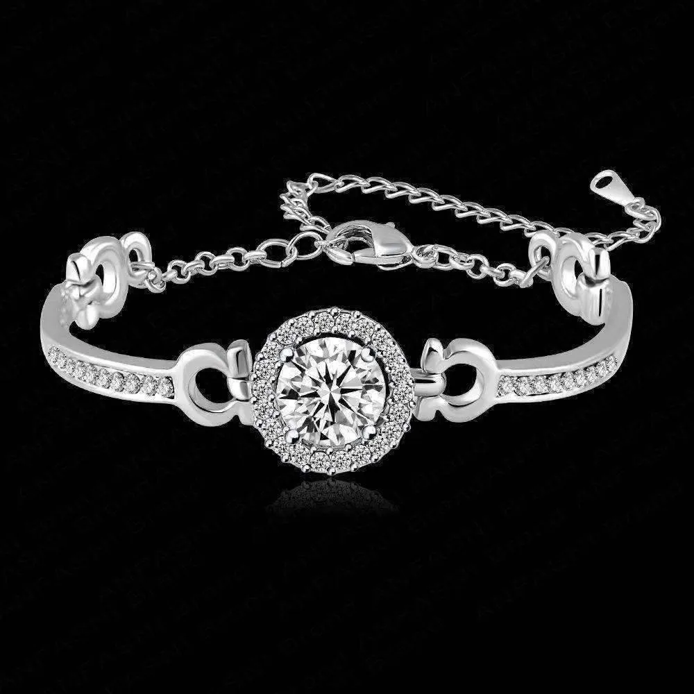 Angel's Halo 4.6Ct CZ 18K White Gold Plated Bracelet for Women Special Occasion