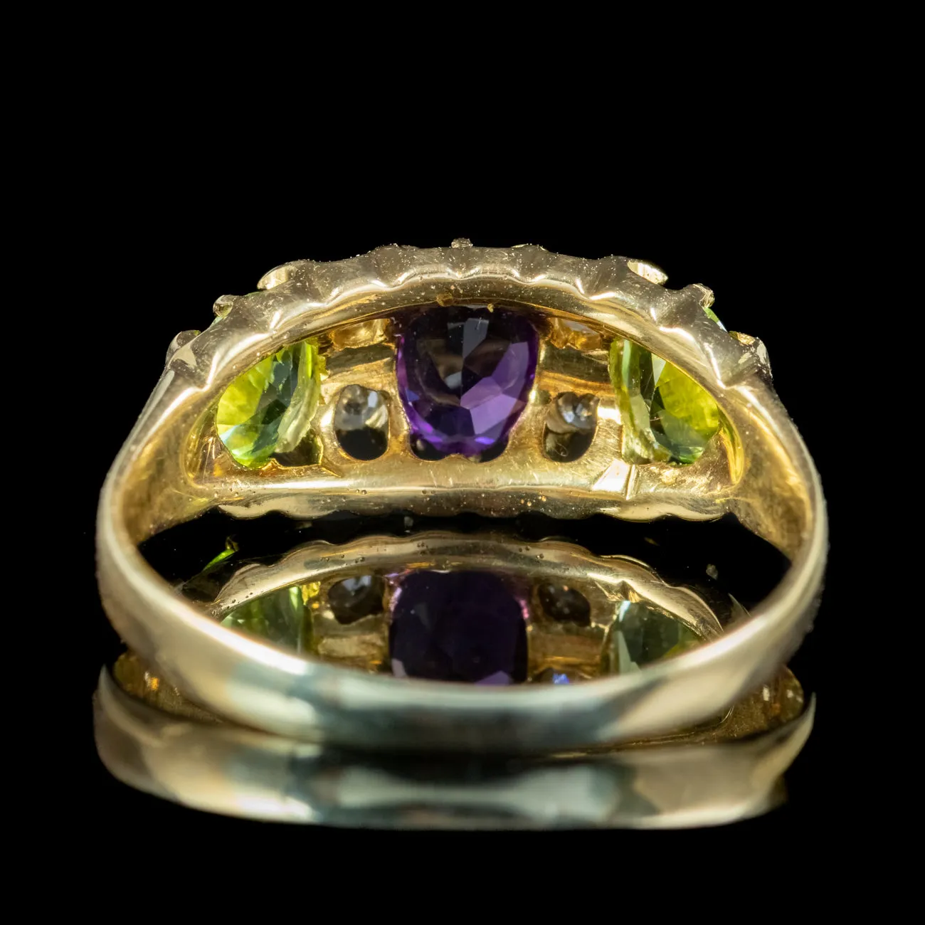 Antique Edwardian Suffragette Ring Amethyst Diamond Peridot