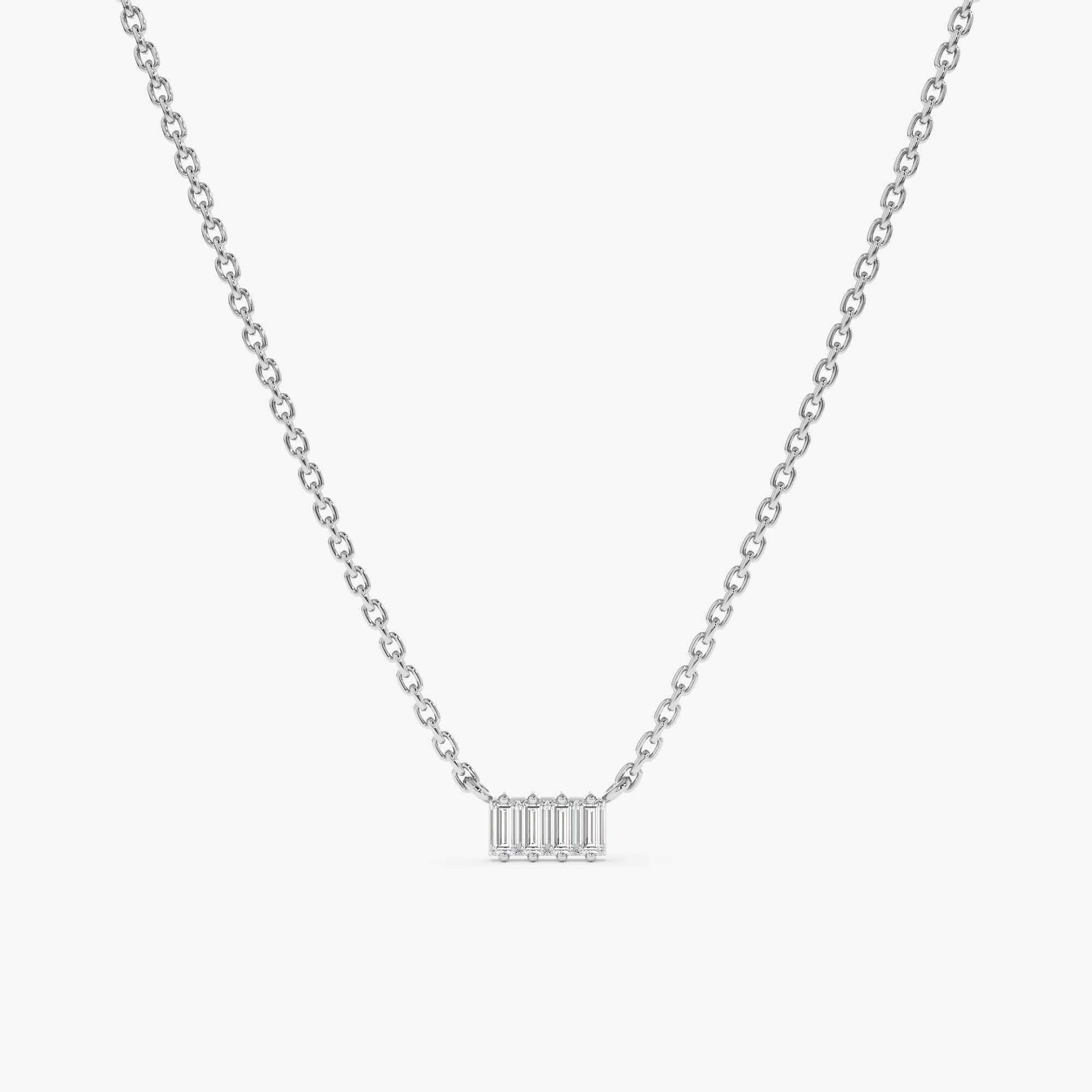 Baguette Diamond Cluster Necklace, Helena