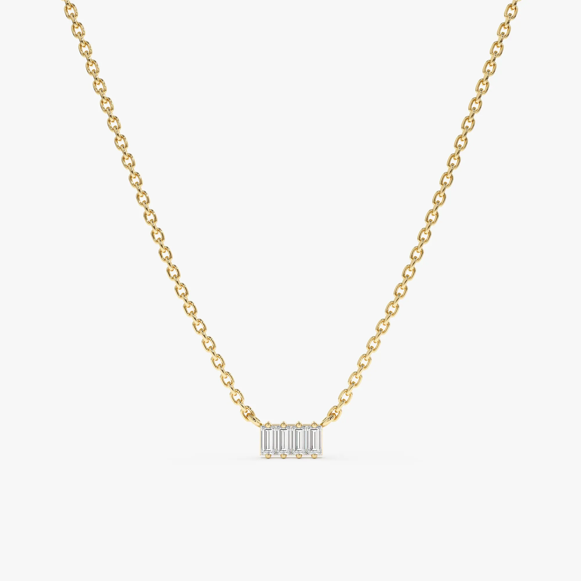 Baguette Diamond Cluster Necklace, Helena