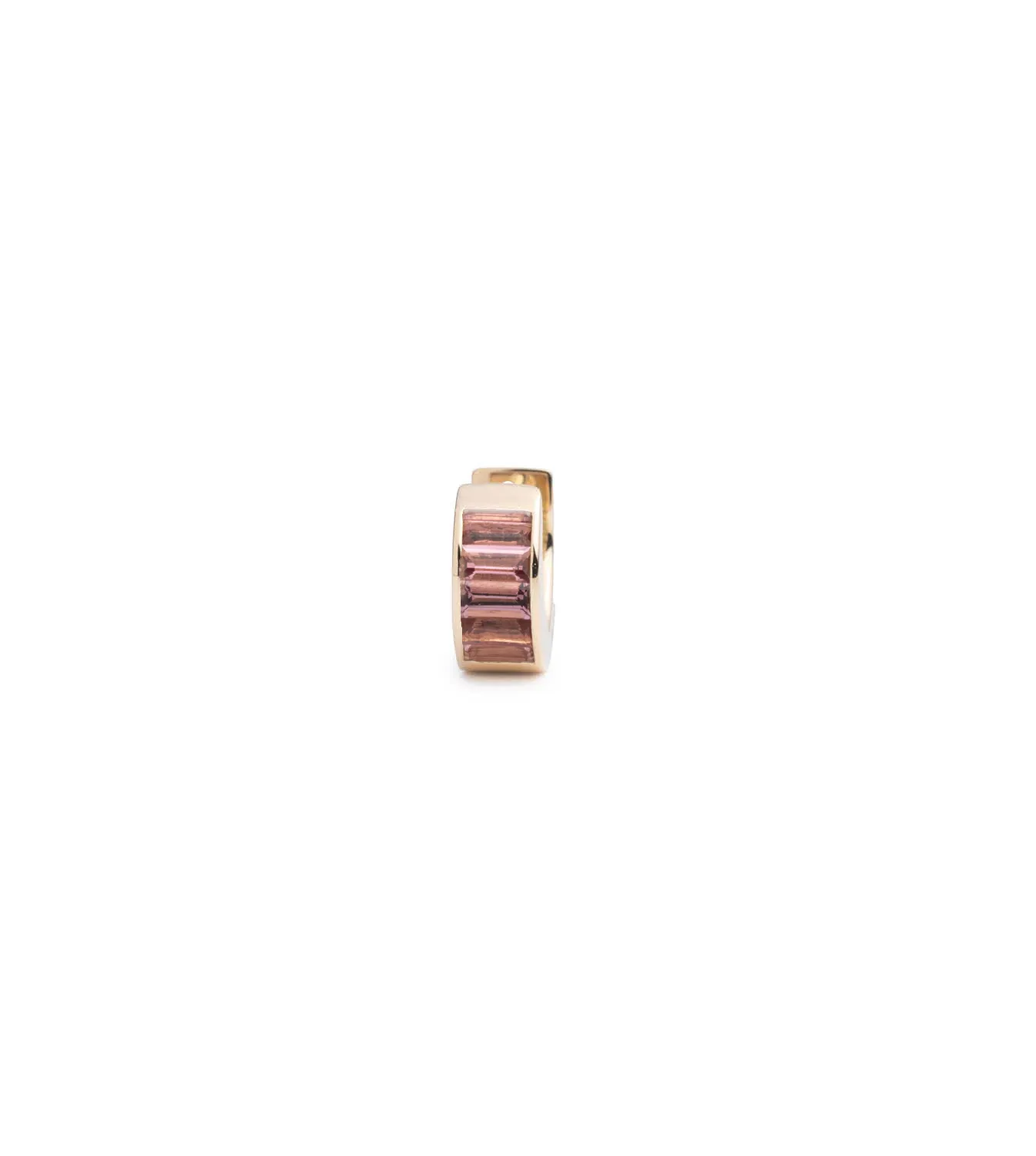 Baguette Pink Tourmaline - True Love : Huggie Earring