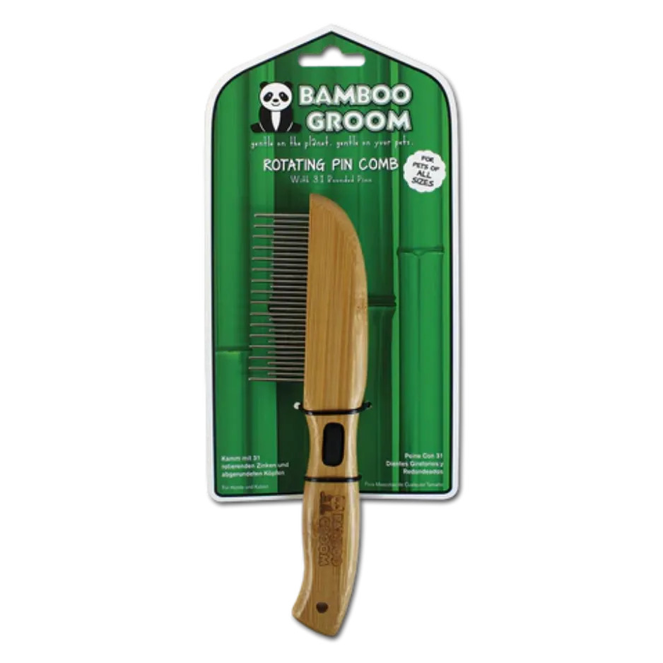 Bamboo Groom Rotating Pin Comb with 31 Rounded Pins