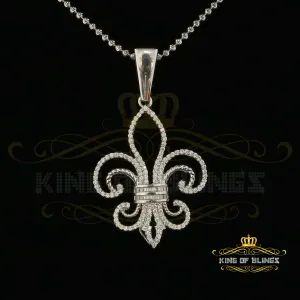 Beautiful Fleur de Lis Shape White Sterling Silver Pendant 3.20ct Cubic Zirconia