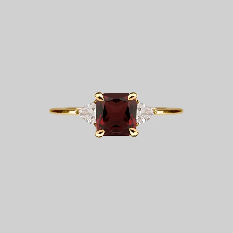 BETROTHAL. Garnet Gold Ring