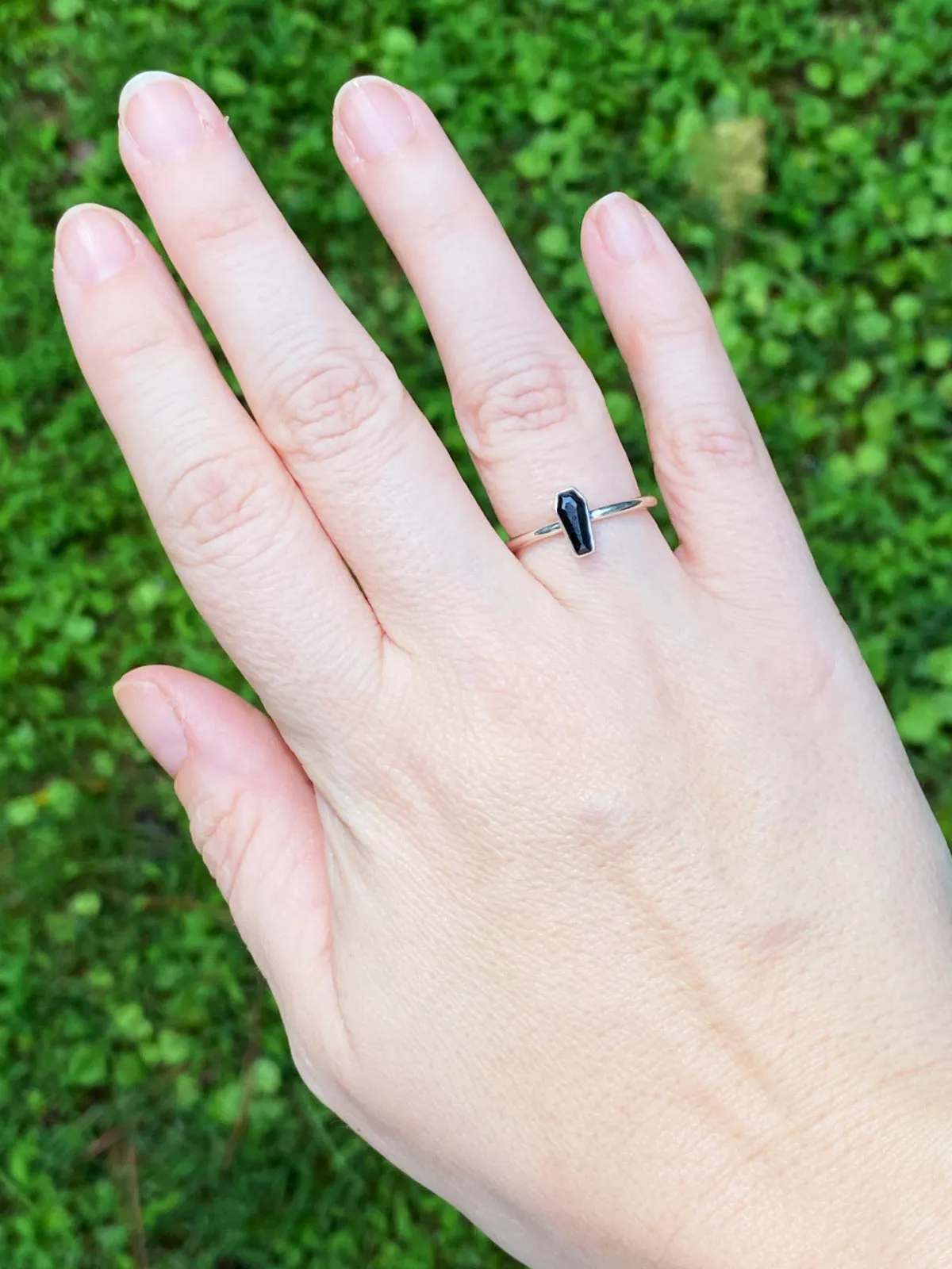 Black Tourmaline Coffin Ring