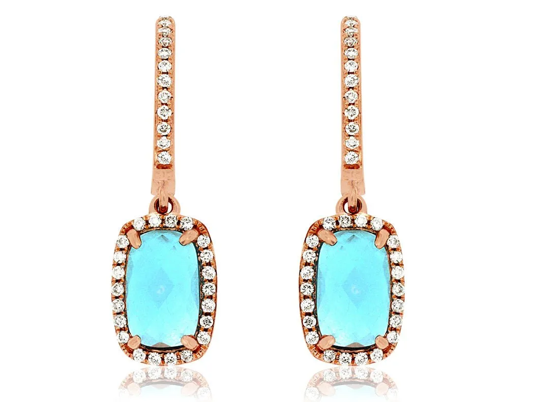 Blue Topaz and Diamond Dangle Earrings