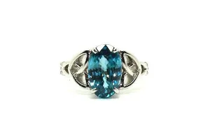 Blue Zircon & Diamond Celtic Ring Ad No.0826