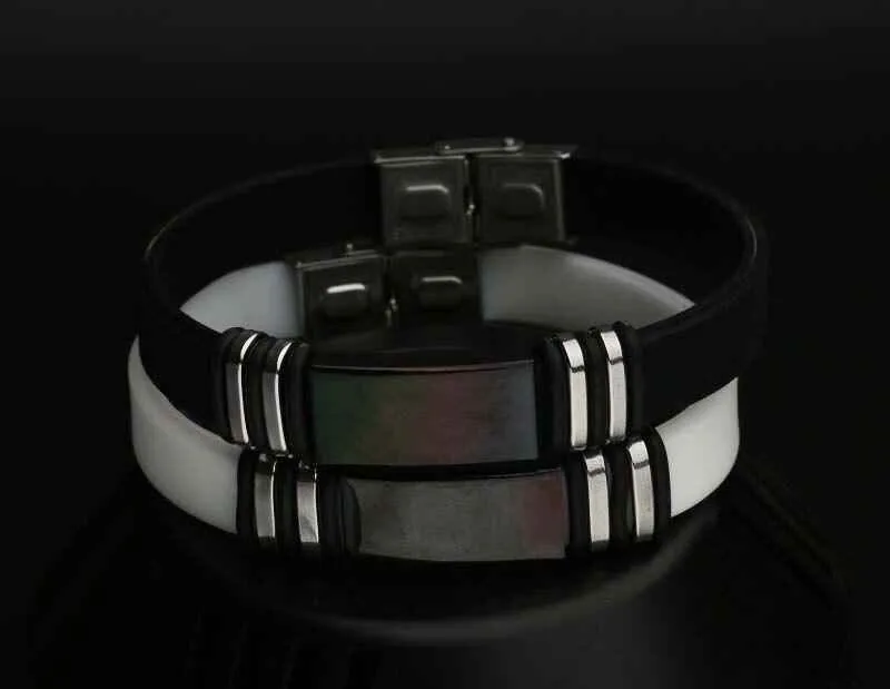 Bracelet Charm Jewelry 2021 Stainless Steel Smooth Glossy Silicone Vintage Bracelet For Men & Women