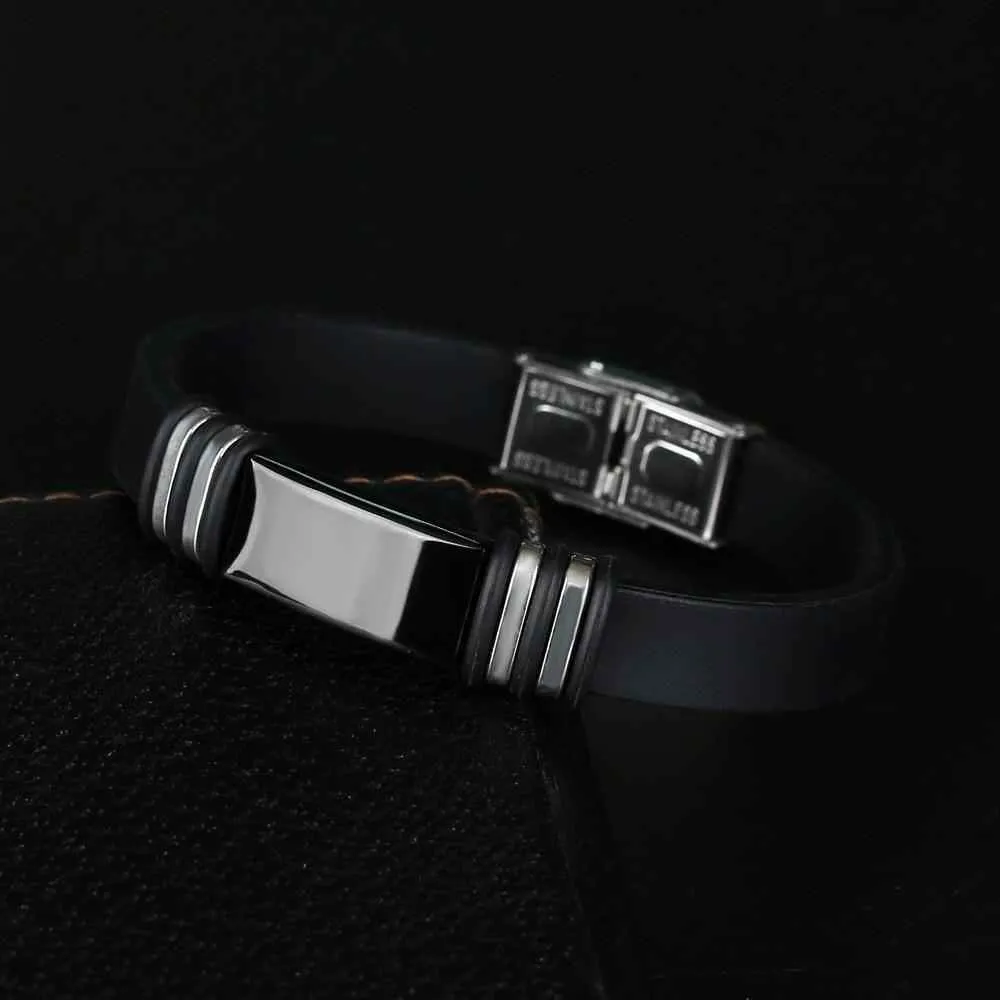 Bracelet Charm Jewelry 2021 Stainless Steel Smooth Glossy Silicone Vintage Bracelet For Men & Women