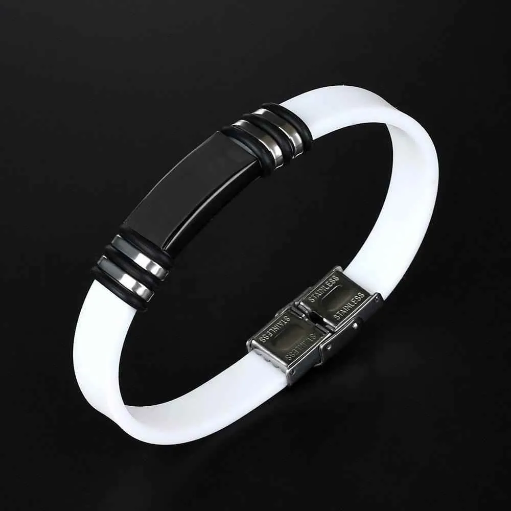 Bracelet Charm Jewelry 2021 Stainless Steel Smooth Glossy Silicone Vintage Bracelet For Men & Women