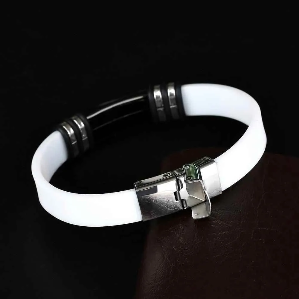 Bracelet Charm Jewelry 2021 Stainless Steel Smooth Glossy Silicone Vintage Bracelet For Men & Women