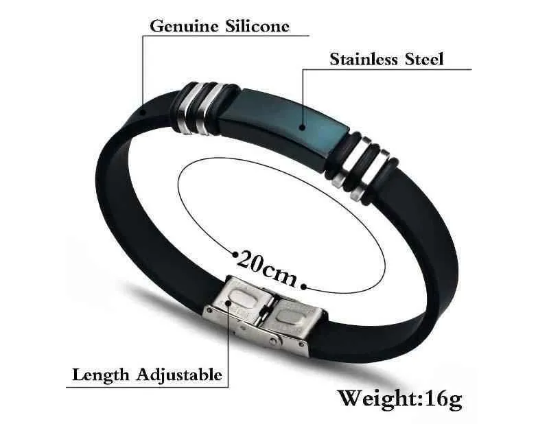 Bracelet Charm Jewelry 2021 Stainless Steel Smooth Glossy Silicone Vintage Bracelet For Men & Women