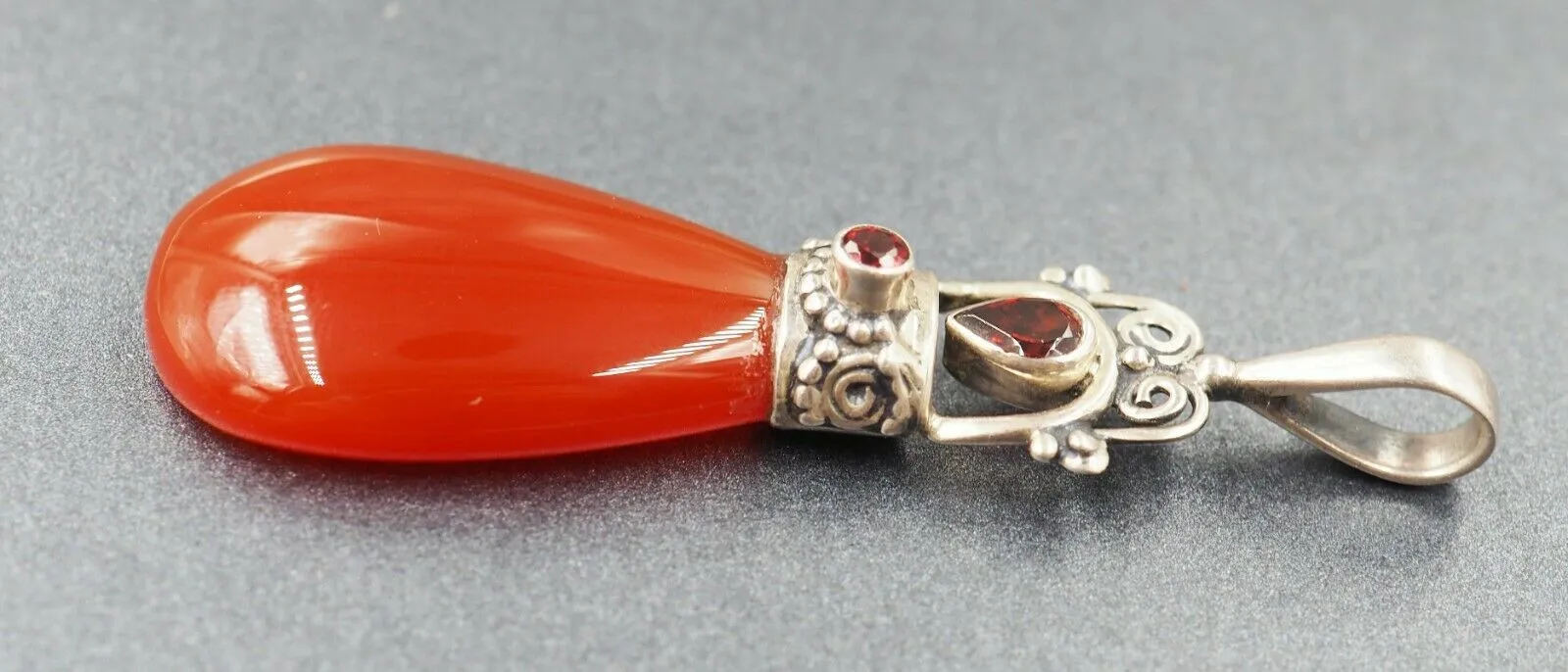 Carnelian & Rhodolite Garnet Sterling Slver Pendant