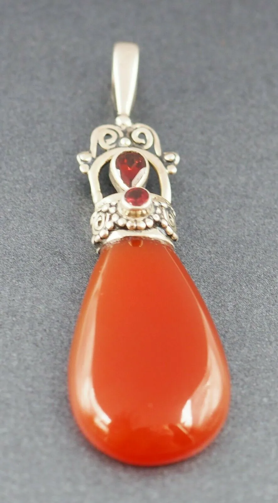 Carnelian & Rhodolite Garnet Sterling Slver Pendant