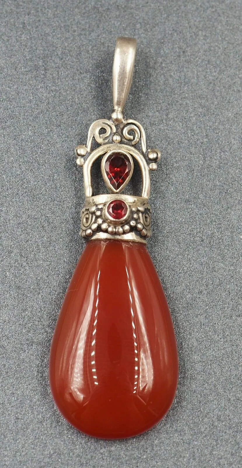 Carnelian & Rhodolite Garnet Sterling Slver Pendant