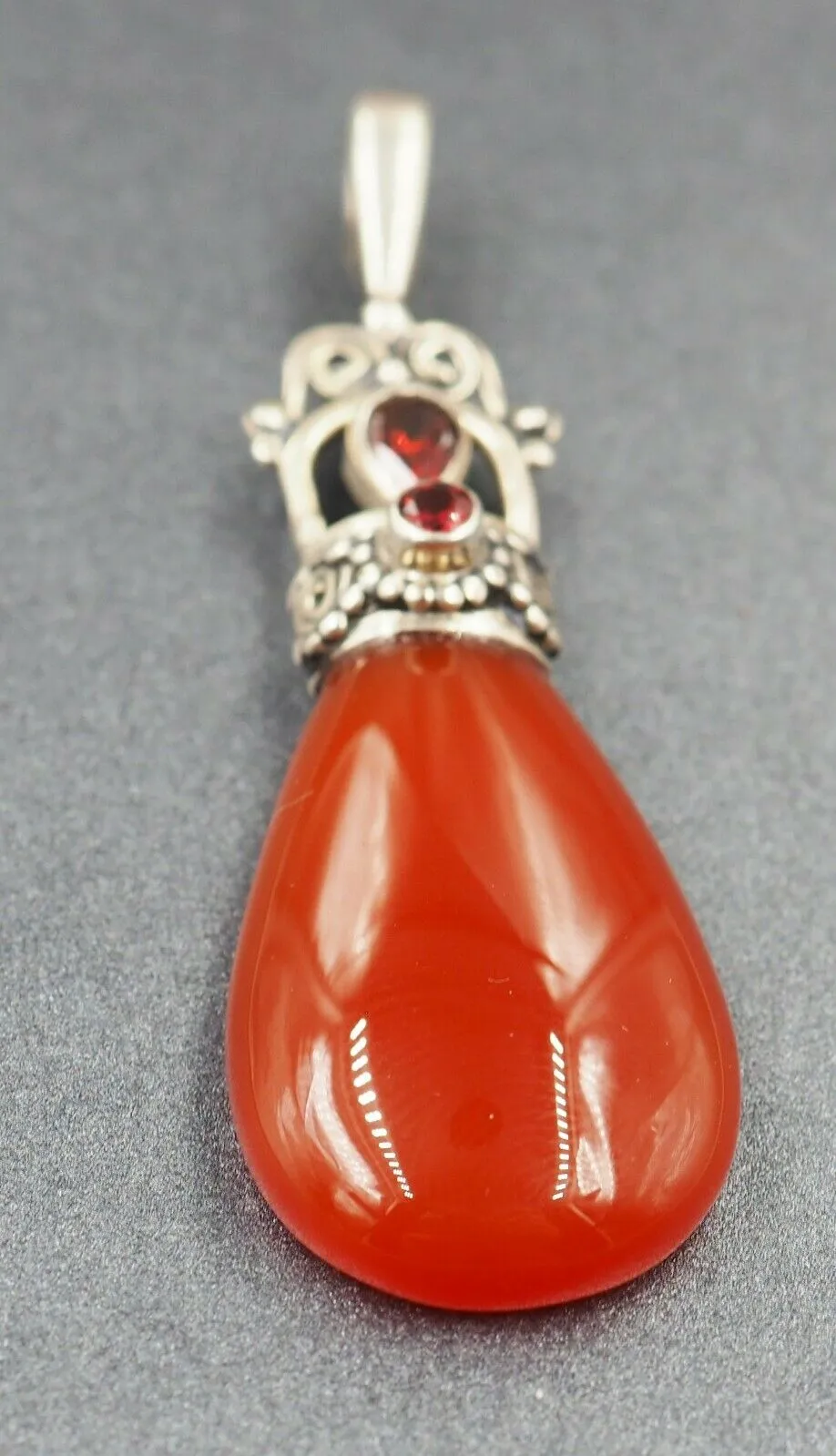 Carnelian & Rhodolite Garnet Sterling Slver Pendant