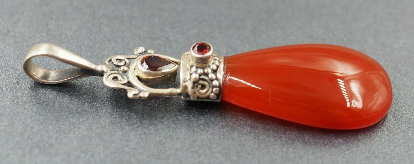 Carnelian & Rhodolite Garnet Sterling Slver Pendant