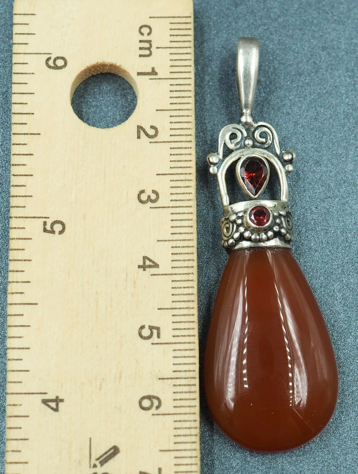 Carnelian & Rhodolite Garnet Sterling Slver Pendant