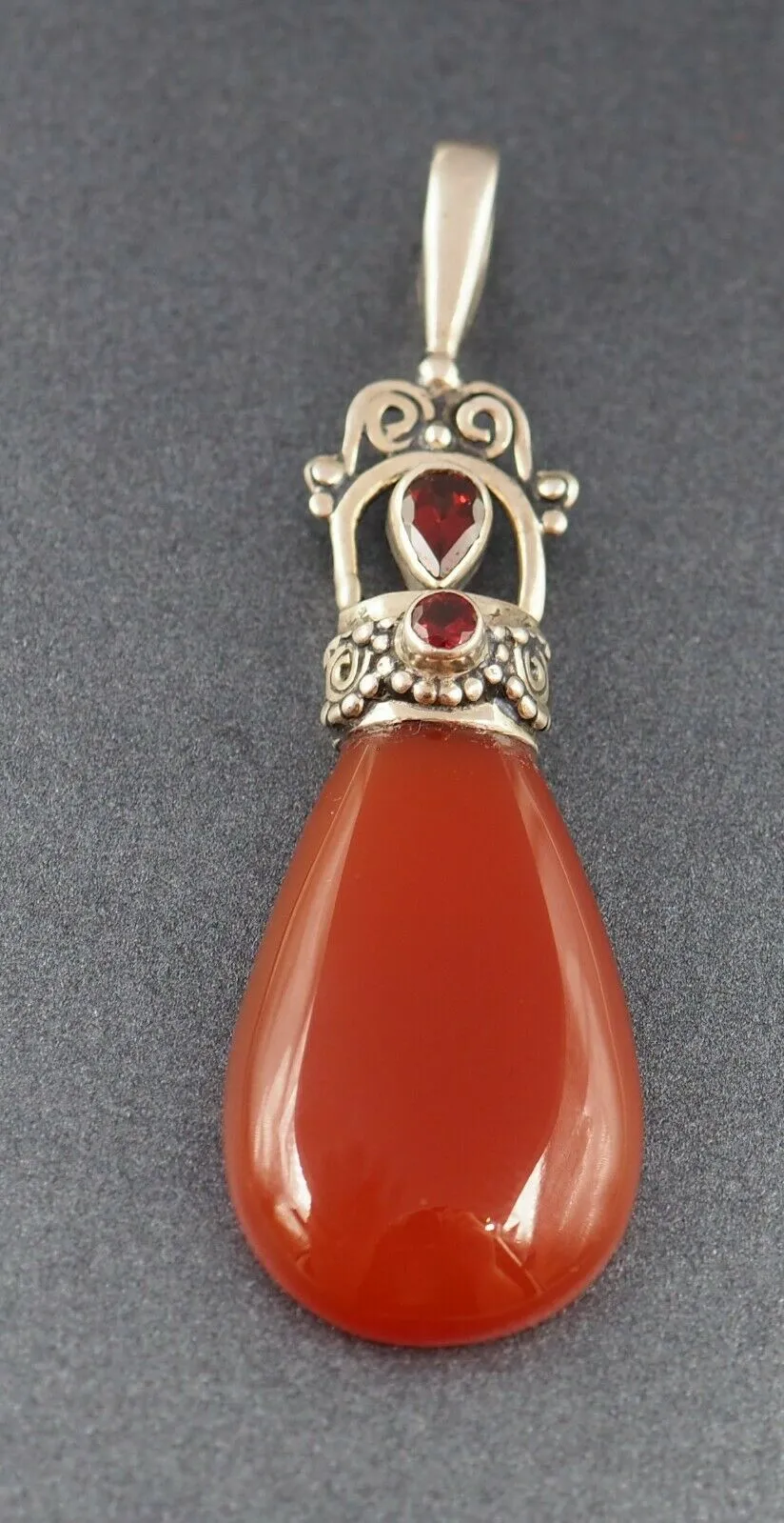 Carnelian & Rhodolite Garnet Sterling Slver Pendant