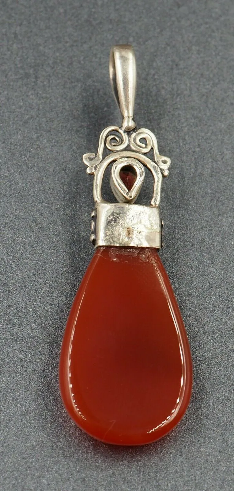 Carnelian & Rhodolite Garnet Sterling Slver Pendant