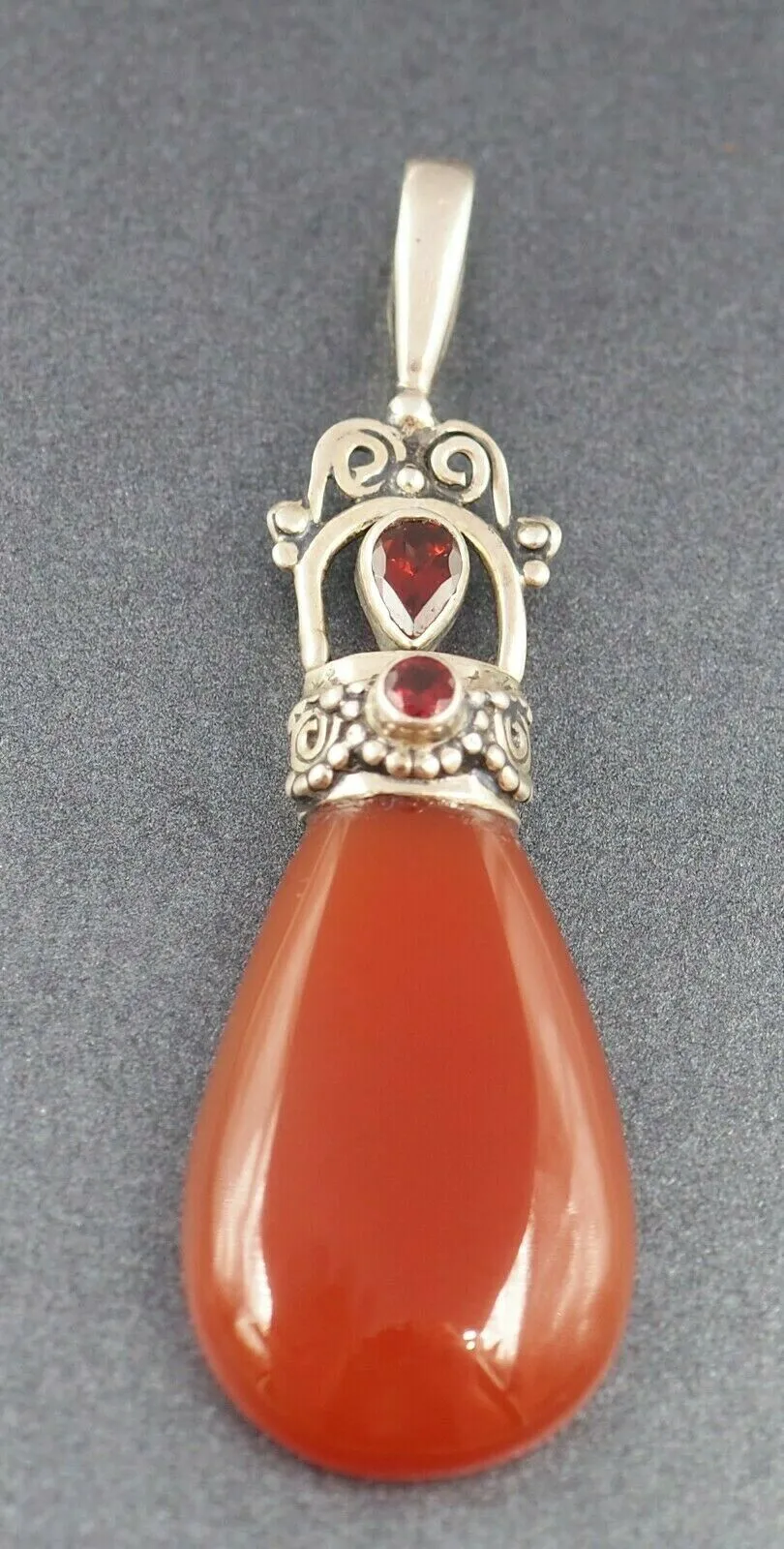 Carnelian & Rhodolite Garnet Sterling Slver Pendant