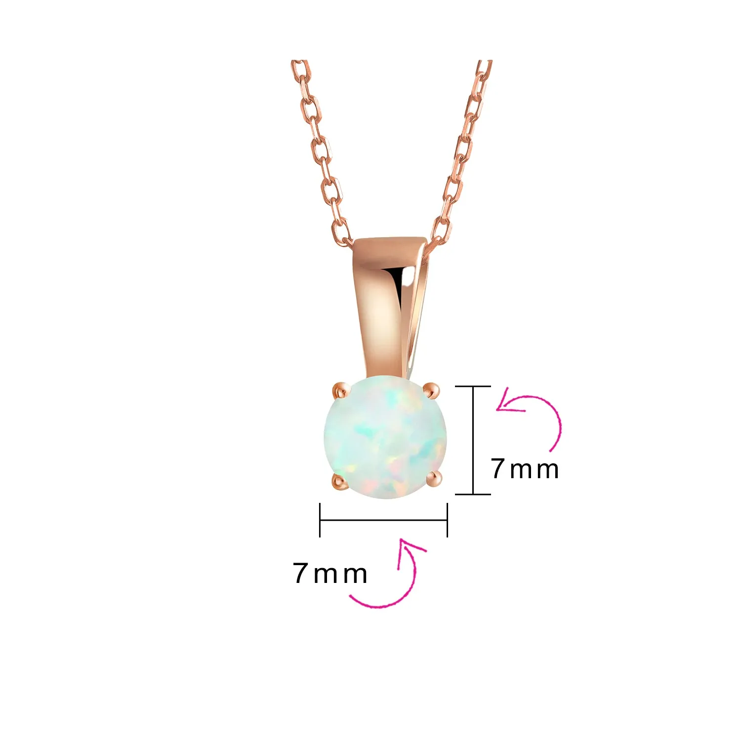 Classic 1CT Opal Pendant Necklace Rose Gold Plated Sterling Silver Birthstone