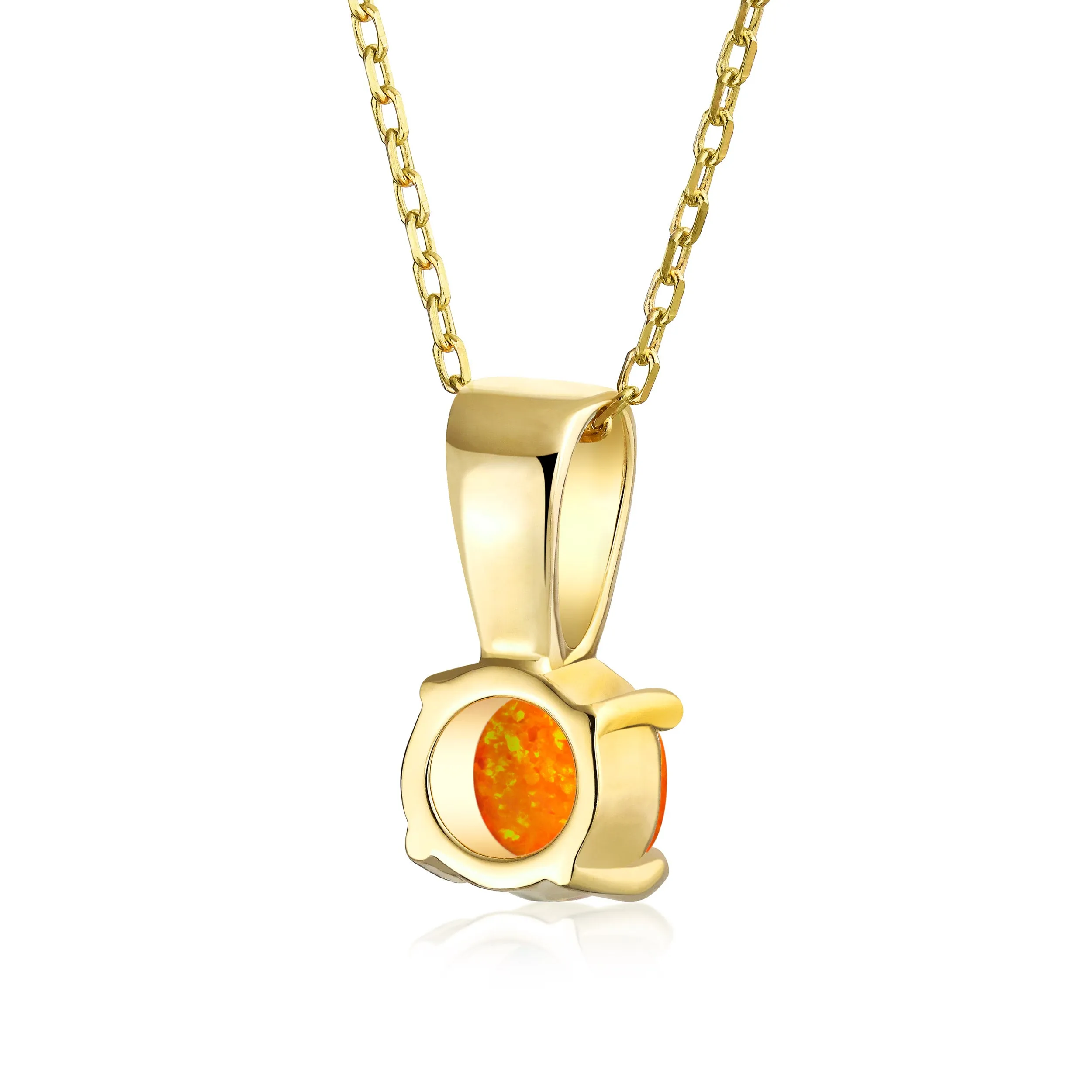 Classic 1CT Opal Pendant Necklace Rose Gold Plated Sterling Silver Birthstone