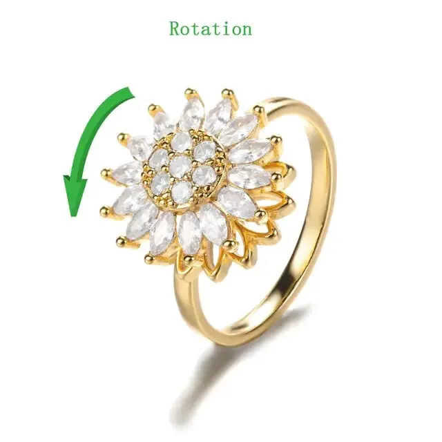 Crystal Sunflower Rings For Women