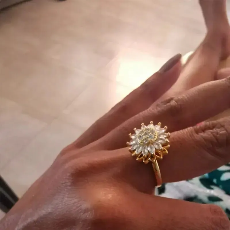 Crystal Sunflower Rings For Women