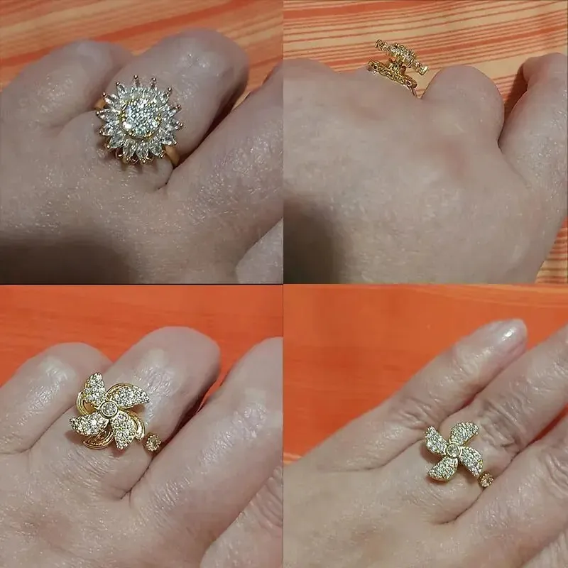 Crystal Sunflower Rings For Women