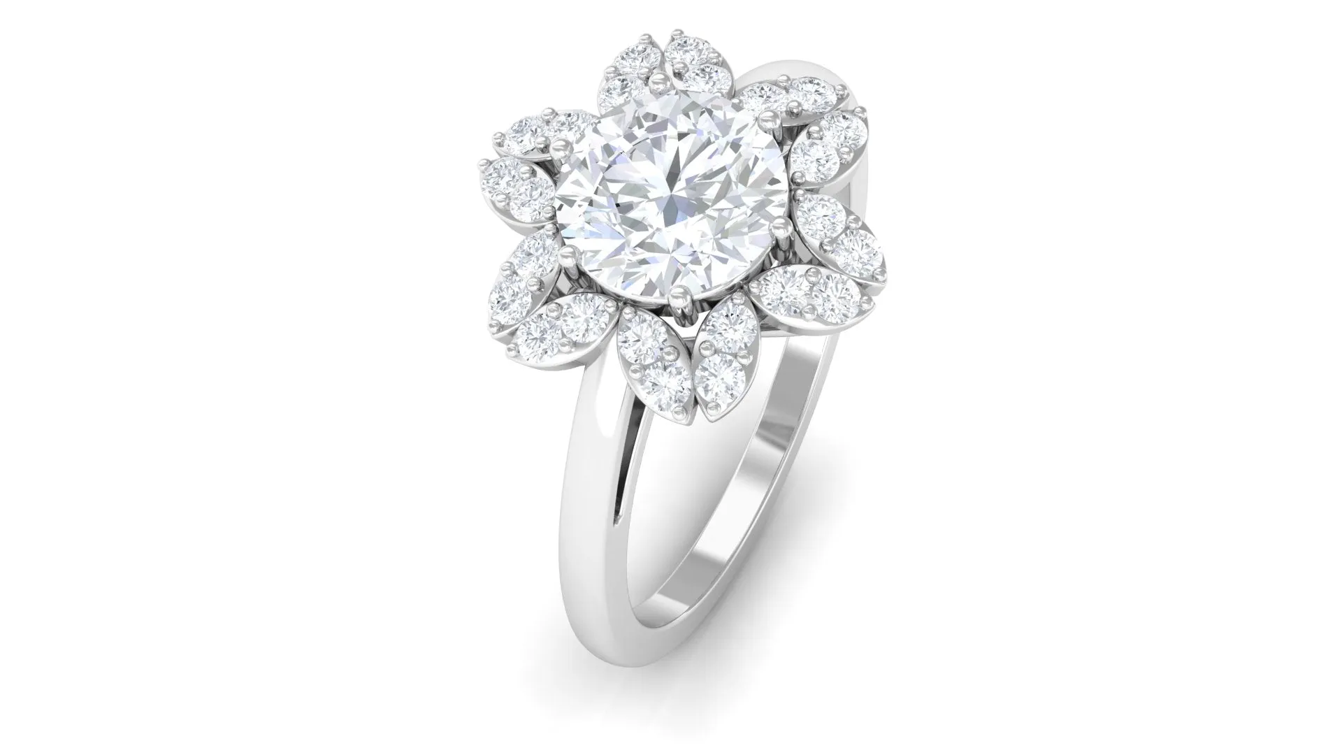 Cubic Zirconia Flower Promise Ring