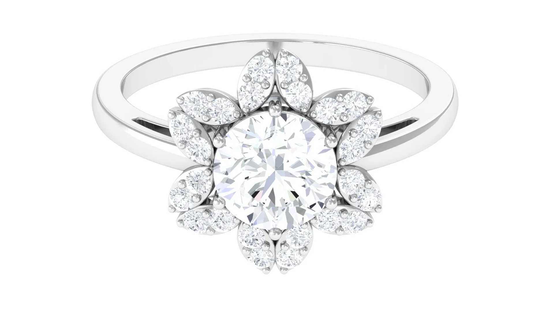 Cubic Zirconia Flower Promise Ring