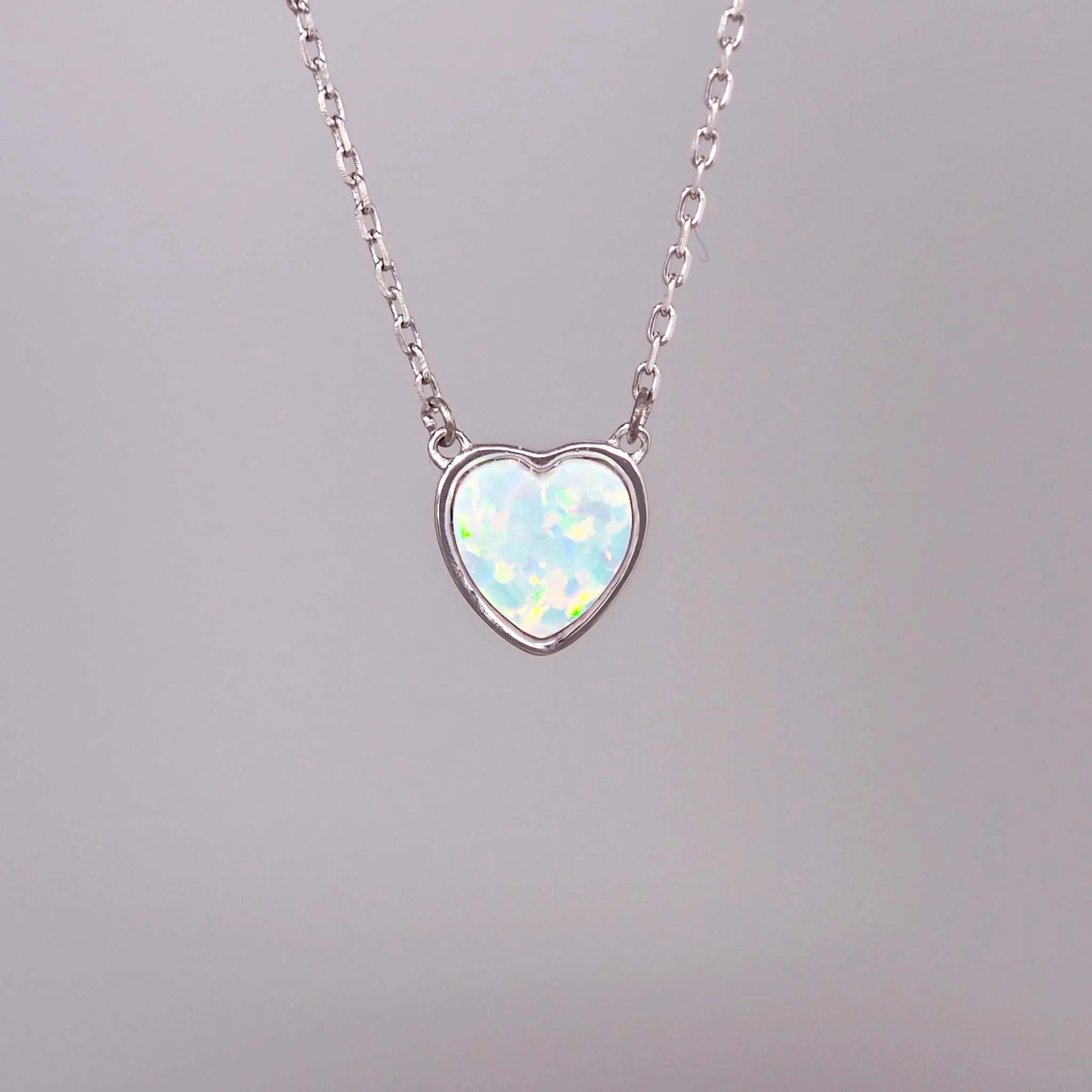 Dainty Heart Opal Necklace