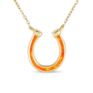 Delicate Opal Horseshoe Pendant Necklace for Teens - Sterling Silver Western Charm