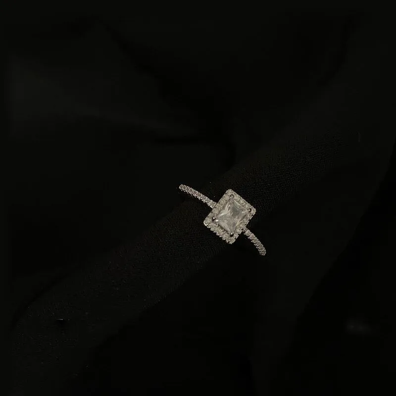 Delicate Square Shaped Zircon Ring