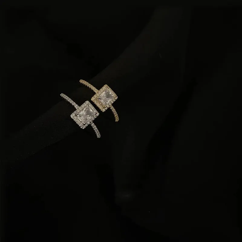 Delicate Square Shaped Zircon Ring