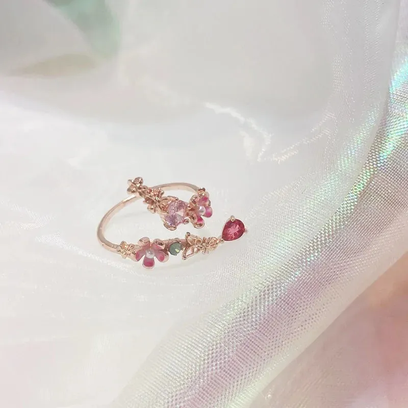 Delicate Zircon Heart Moon Adjustable Ring: Fashionable Korean Style Jewelry for Women