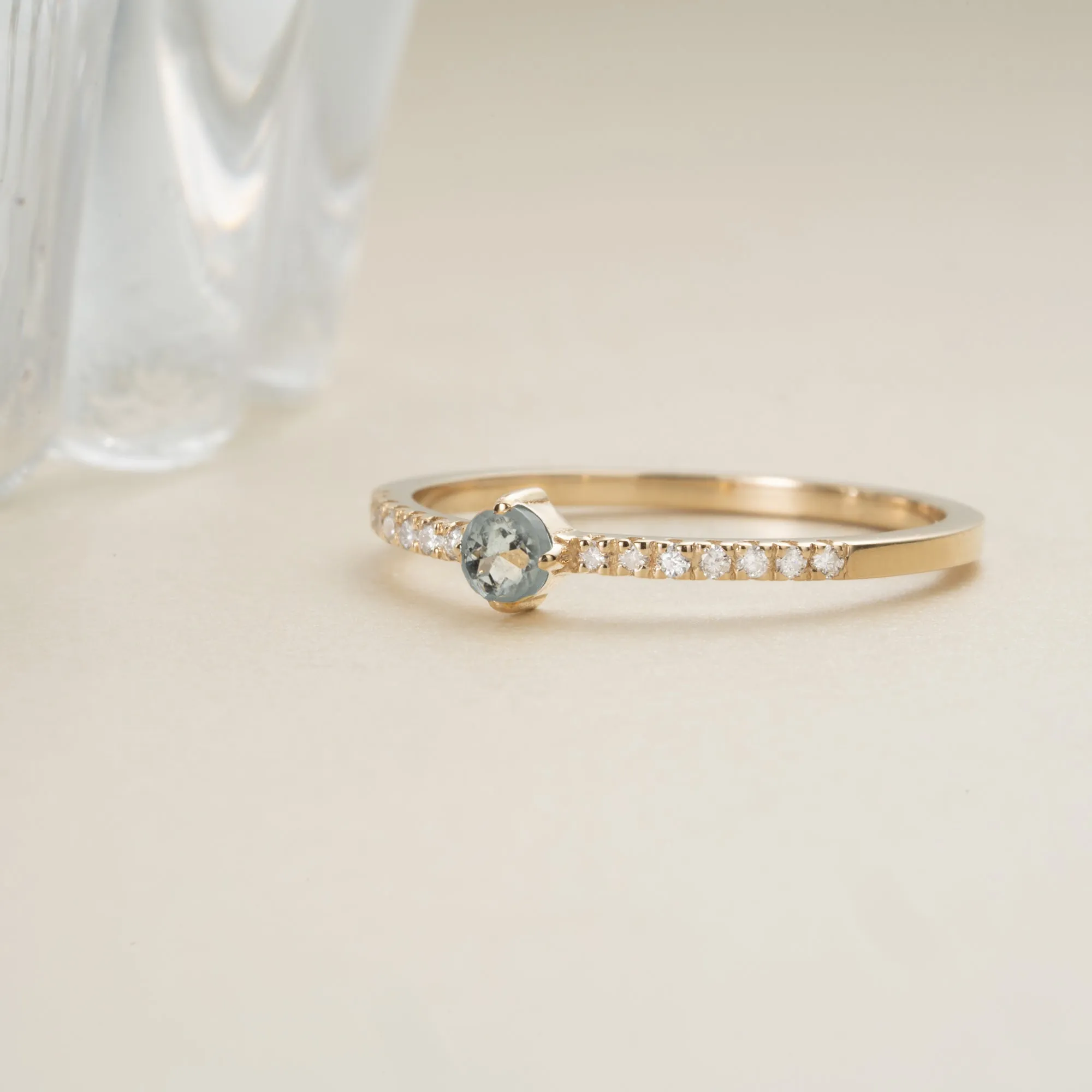 Diamond and Aquamarine Engagement Ring, Angela