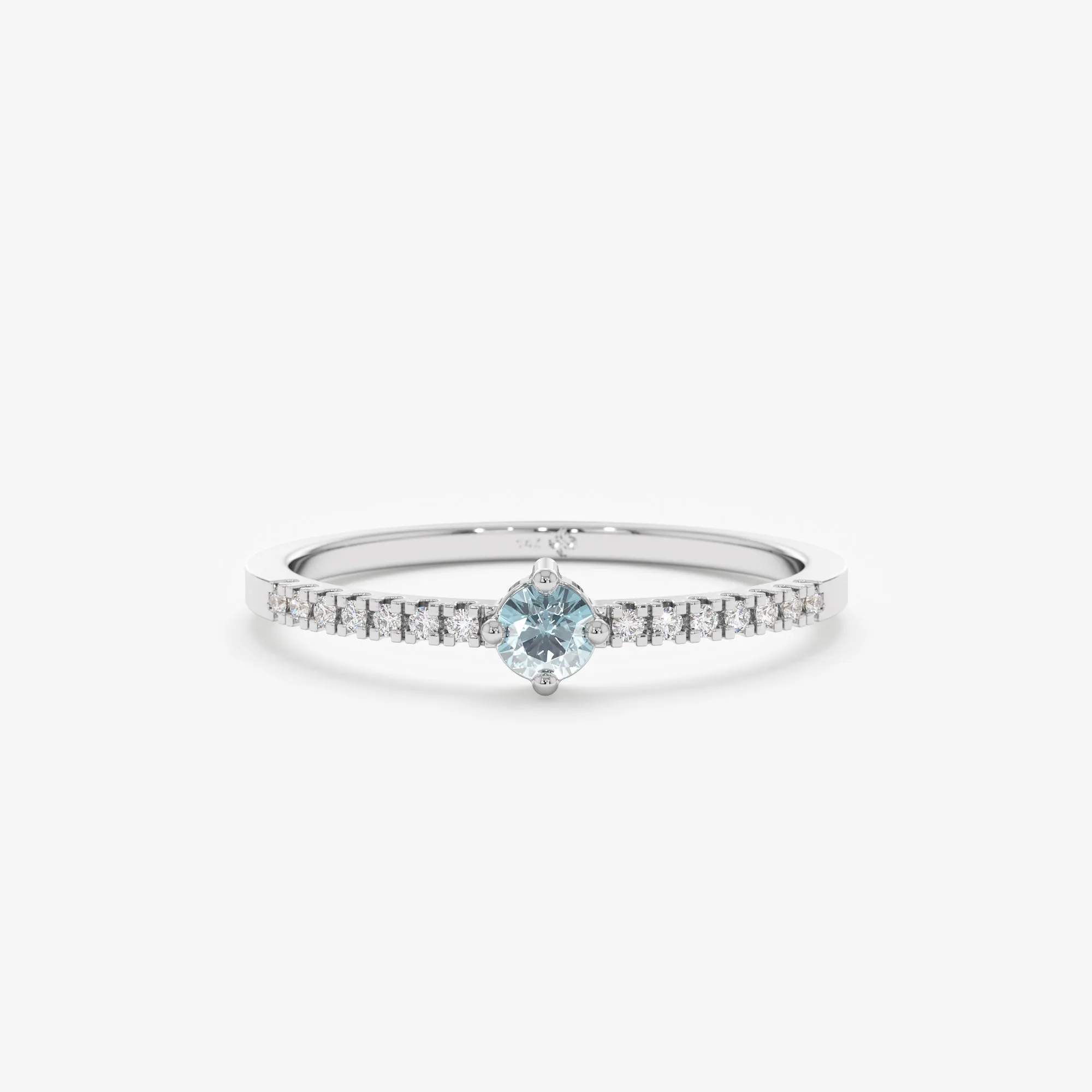 Diamond and Aquamarine Engagement Ring, Angela