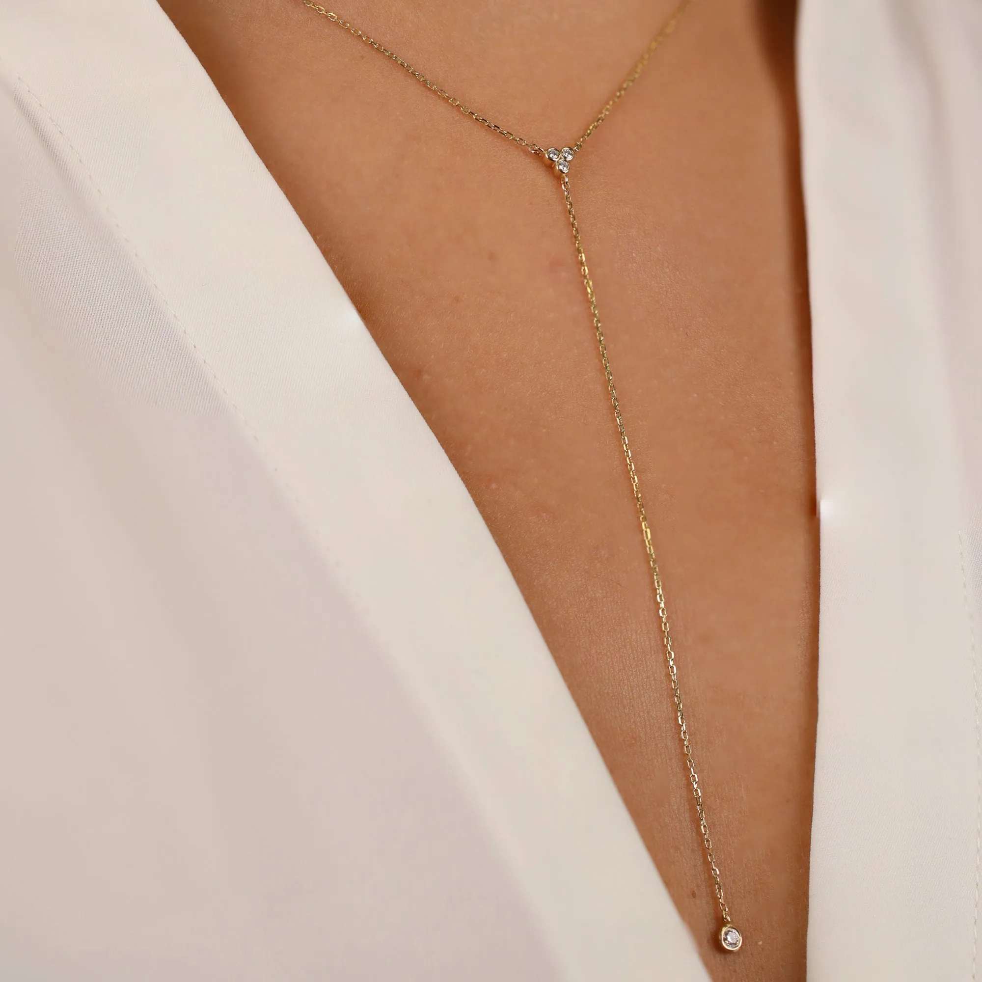 Diamond Cluster Lariat Necklace, Victoria