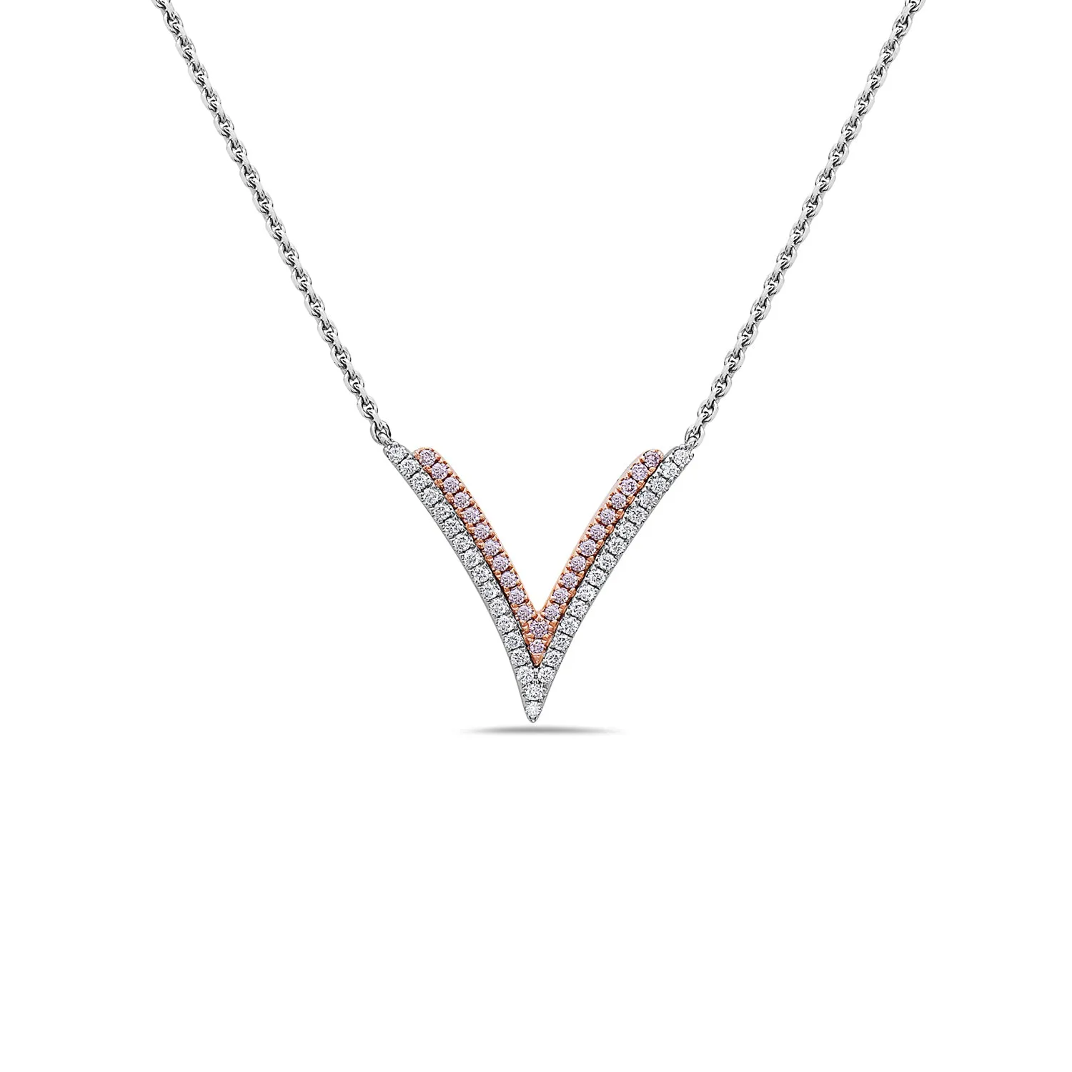 Diamond Double V Pendant Necklace